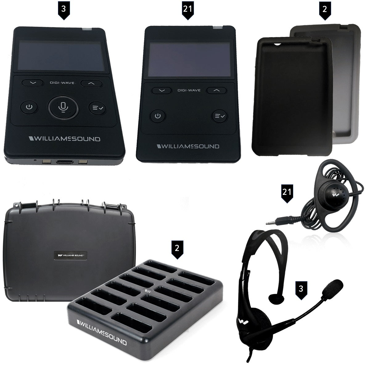 Digi-Wave 400 Series Rechargeable Interpretation System for up to three presenters and 21 listeners - DWS INT 4 400