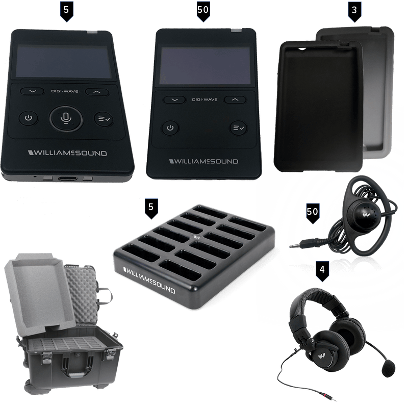 Williams AV 50-Person Portable Digi-Wave Interpretation System (Rechargeable)