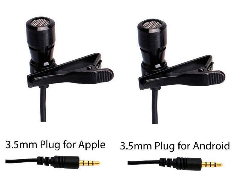 LAV-100BUN Professional Lavalier Microphones with 3.5mm TRRS Plug compatible with Android/Apple Cell Phones and Tablets (2-Pack)