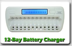 12-Bay LCD Fast Battery Charger