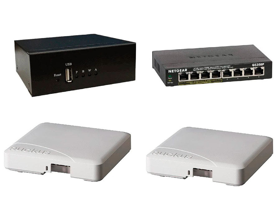 Audio Over WiFi Broadcast Server + 2 Ruckus Access Point + Gigabit Ethernet PoE Switch