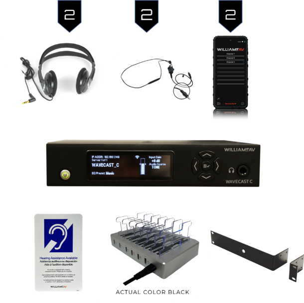 Williams Sound WF SYS1C WaveCAST System with Integrated Li-Poly Battery & 2 WAV Pro Wi-Fi Receivers